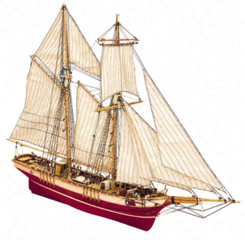 Maquette en bos d'une goélette la Rose