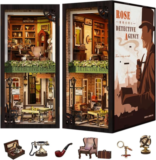 Mini Maison de Poupée, Meubles,Booknook 3D Puzzle en Bois,Kit de Décoration de Bibliothèque(Rose Detective Agency)
